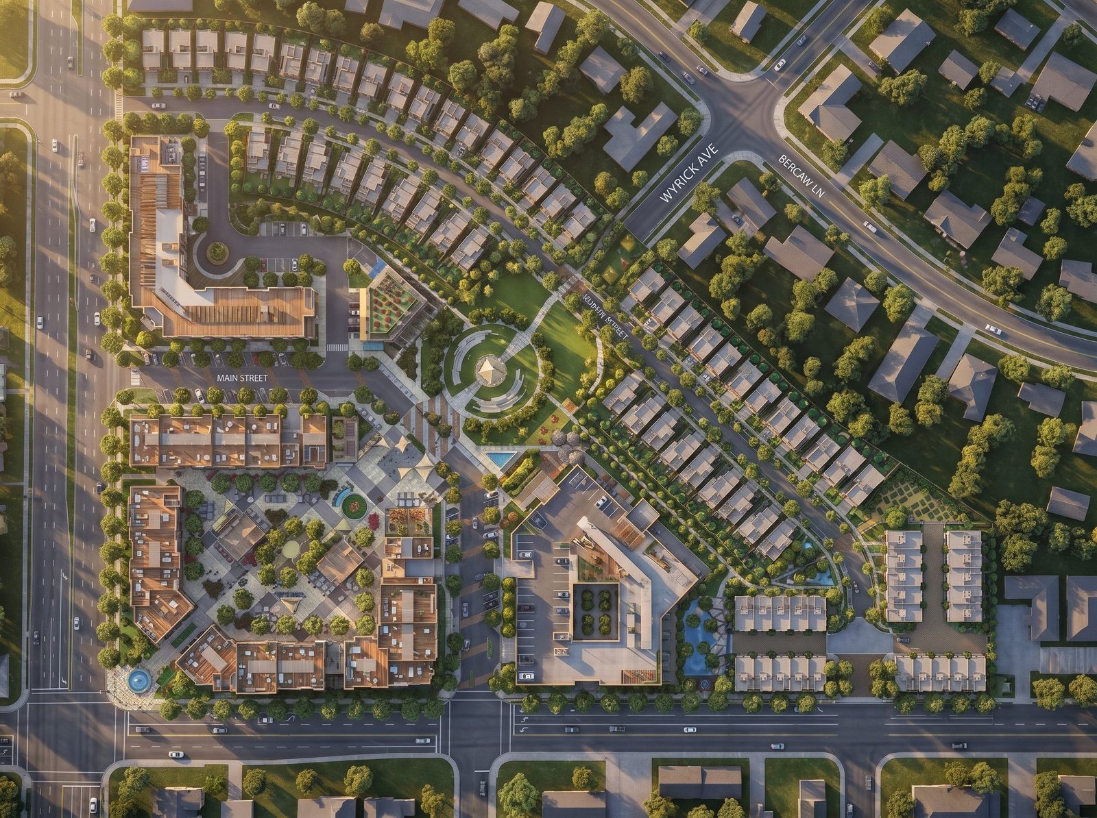 Aerial site plan of Cambrian Village